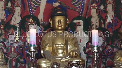 Altar in Palsang Hall (Palsangjeon) at Beomeosa Temple in Busan