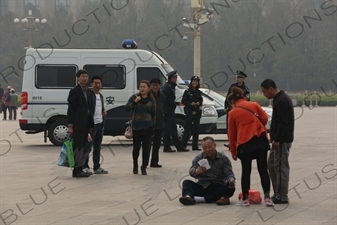 Police Van in Tiananmen Square in Beijing