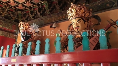 Two Heavenly Kings/Celestial Guardians (Chi Guo and Zeng Zhang) in the Hall of Heavenly Kings (Tian Wang Dian or Devaraja Hall) in the Lama Temple in Beijing