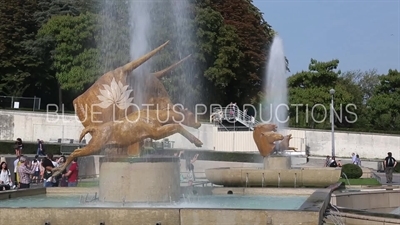 Fountain of Warsaw (Fontaine de Varsovie) in the Gardens of the Trocadero (Jardins du Trocadero) in Paris