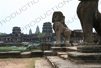 Lion Sculpture at Entrance to Angkor Wat