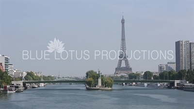 Eiffel Tower and the Isle of Swans (Île aux Cygnes) in Paris