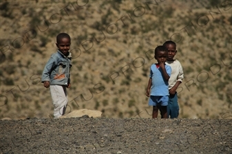 Children Playing near a Station along the Asmara to Massawa Railway Line