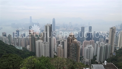 Taiping Shan Lions Viewpoint Pavilion at the top of Victoria Peak in Hong Kong