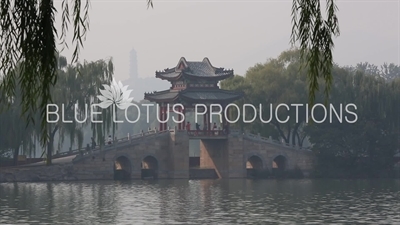 Willow Bridge (Liu Qiao), Jade Peak Pagoda (Yu Feng Ta) and Jade Spring Hill (Yuquan Shan) in the Summer Palace in Beijing