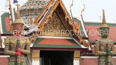 Atsakanmala and Chakkrawat Guardian Statues at the Emerald Temple/Chapel (Wat Phra Kaew) at the Grand Palace (Phra Borom Maha Ratcha Wang) in Bangkok
