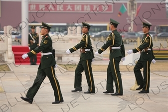 Soldiers Marching in Tiananmen Square in Beijing