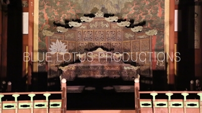 Throne inside Junghwa Hall (Junghwajeon) at Deoksu Palace (Deoksugung) in Seoul