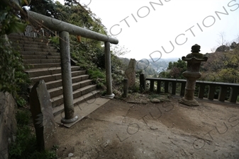 Torii and Stone Lantern on the way to Hansobo above Kencho-ji in Kamakura