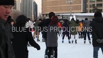 Ice Skaters on Seoul Plaza Ice Rink