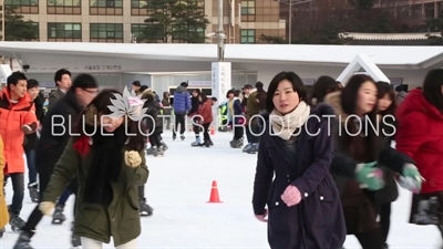 Ice Skaters Skating on Seoul Plaza Ice Rink