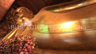 Head of the Reclining Buddha at Wat Pho (Wat Phra Chetuphon Vimolmangklararm Rajwaramahaviharn) in Bangkok