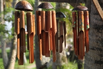 Wind Chimes in a Paddy Field in Bali