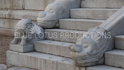 Dragon, Haetae and Lion Carvings on Base of Stairs Leading to Jibokjae at Gyeongbok Palace (Gyeongbokgung) in Seoul