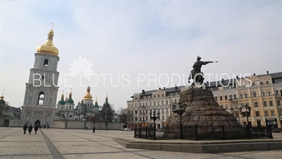 St. Sophia Cathedral and Statue of Bohdan Khmelnytsky in Kiev