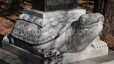 Turtle Carving on Base of a Memorial Stele at Entrance to Beomeosa Temple in Busan