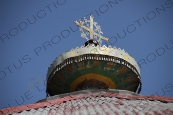 Cross on the Roof of a Church next to Lake Tana