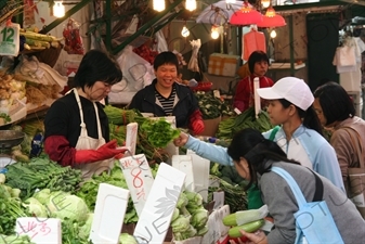 Vegetable Stall at a Street Market in Hong Kong