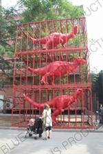 Sui Jianguo's 'Red Dinosaurs, Jurassic Age' Sculpture at the 798 Art Zone/Factory 798 (798 Yishuqu/Dashanzi) in Beijing