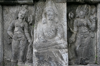 Relief Carvings on a Building at Prambanan Temple Compound near Yogyakarta