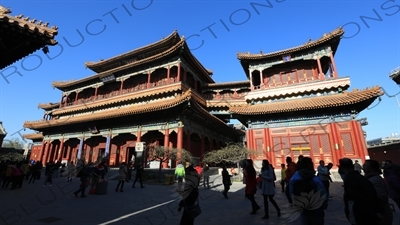 Pavilion of Ten Thousand Joys (Wanfu Ge) and Pavilion of Everlasting Health (Yongkang Ge) in the Lama Temple in Beijing