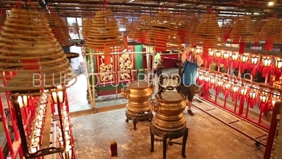 Incense Burning in Man Mo Temple on Hong Kong Island