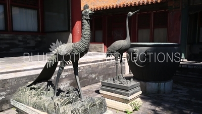 Crane and Phoenix Statues in the Forbidden City in Beijing