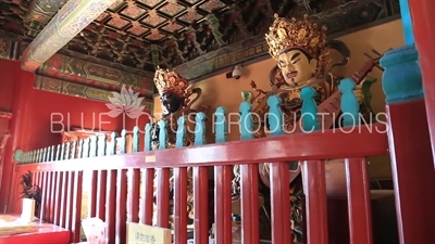 Two Heavenly Kings/Celestial Guardians (Chi Guo and Zeng Zhang) in the Hall of Heavenly Kings (Tian Wang Dian or Devaraja Hall) in the Lama Temple in Beijing