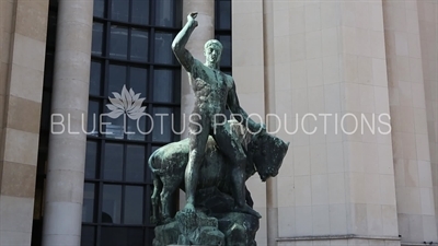 'Hercules Tames a Bison' (Hercules Domptant un Bison) Sculpture by Albert Pommier on the Trocadero Esplanade (Esplanade du Trocadero) in Paris