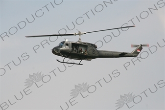 Indonesian Military Helicopter Flying over Jakarta