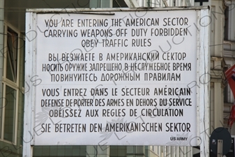 Cold War Era US Army Checkpoint Sign in Berlin