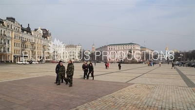 Statue of Bohdan Khmelnytsky and St. Michael's Golden-Domed Monastery in Kiev