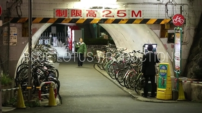 Pedestrian Tunnel and Bike Parking Facility in Shibuya in Tokyo