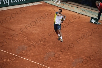 Jo-Wilfried Tsonga on Philippe Chatrier Court at the French Open/Roland Garros in Paris