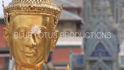 Gold Kinnara Statue in the Emerald Temple/Chapel (Wat Phra Kaew) at the Grand Palace (Phra Borom Maha Ratcha Wang) in Bangkok