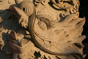 Dragon Carvings at Po Lin Monastery on Lantau in Hong Kong