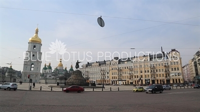 St. Sophia Cathedral and statue of Bohdan Khmelnytsky in Kiev