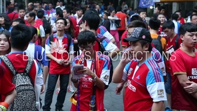 Football Fans outside Yuexiushan Stadium (Yuexiushan Tiyuchang) on Derby Day in Guangzhou