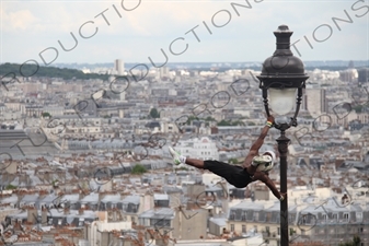 Football Street Performer in front of Basilica of the Sacred Heart of Paris/Sacré-Cœur in Paris