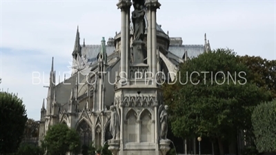 Fountain of the Virgin (Fontaine de la Vierge) behind Notre-Dame in Paris