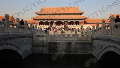 Inner Golden Water Bridge (Nei Jinshui Qiao) and Gate of Supreme Harmony (Taihe Men) in the Forbidden City in Beijing