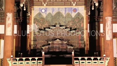 Throne and Interior of Junghwa Hall (Junghwajeon) at Deoksu Palace (Deoksugung) in Seoul