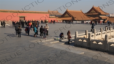 Back Left Gate (Hou Zuo Men), Solon Tower (Chong Lou) and the Hall for Worshipping Ancestors (Fengxian Dian) in the Forbidden City in Beijing