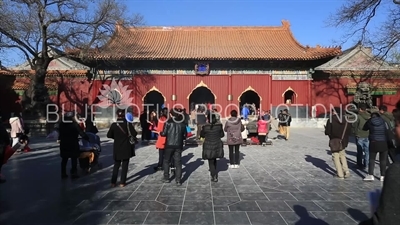 Incense Burning in front of the Gate of Peace and Harmony (Yonghe Men) in the Lama Temple in Beijing