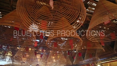 Incense Burning in Man Mo Temple on Hong Kong Island