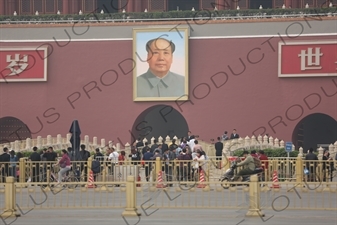 Portrait of Chairman Mao above the Gate of Heavenly Peace (Tiananmen) in Tiananmen Square in Beijing