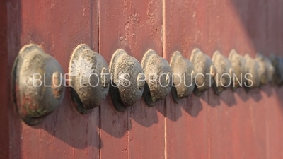 Brass Studs on Geunjeong Gate (Geunjeongmun) at Gyeongbok Palace (Gyeongbokgung) in Seoul