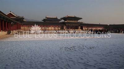 Courtyard in front of Geunjeong Gate (Geunjeongmun) at Gyeongbok Palace (Gyeongbokgung) in Seoul