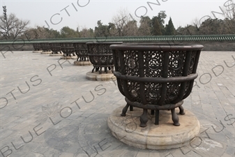 Sacrificial Braziers around the Hall of Prayer for Good Harvests (Qi Nian Dian) in the Temple of Heaven (Tiantan) in Beijing