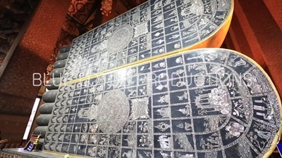 Feet of the Reclining Buddha at Wat Pho (Wat Phra Chetuphon Vimolmangklararm Rajwaramahaviharn) in Bangkok